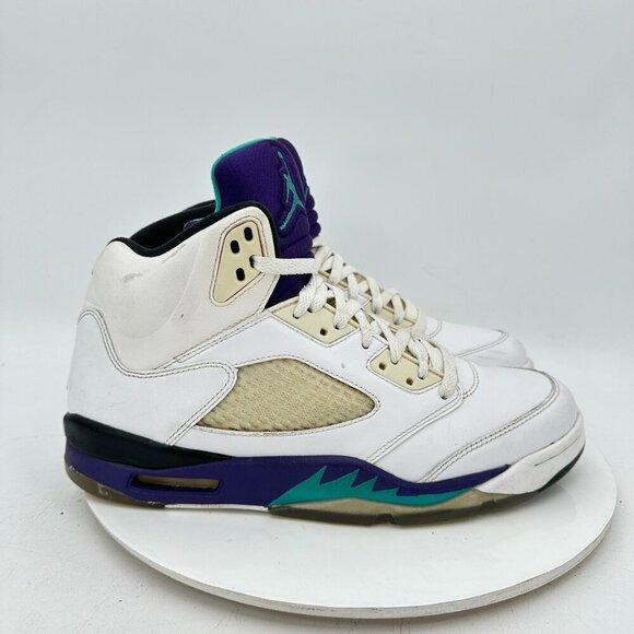 Nike Air Jordan 5 Retro Men Size 10 136027-108 White Emerald Grape Shoes - Picture 4 of 11